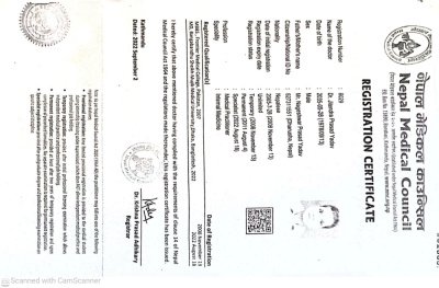 Kathmandu Neurology Clinic & Cognitive Center - Nepal Medical Council Certificate 