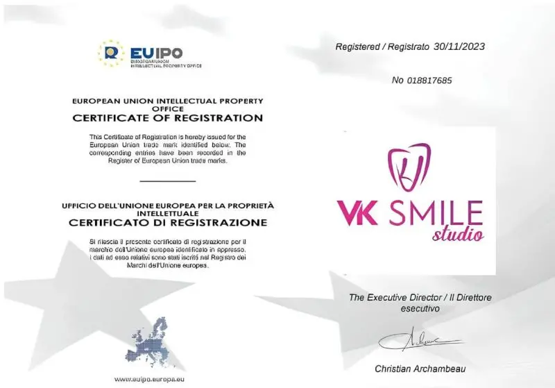 VK Smile Studio - VK Smile Studio Certificate