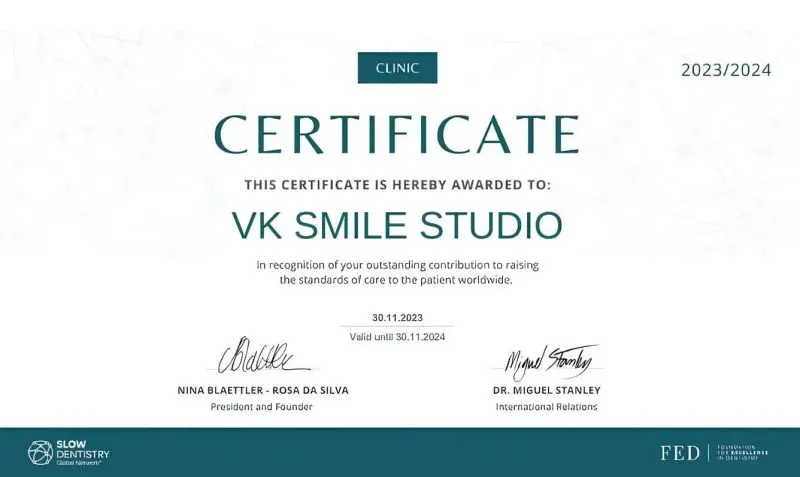 VK Smile Studio - VK Smile Studio Certificate